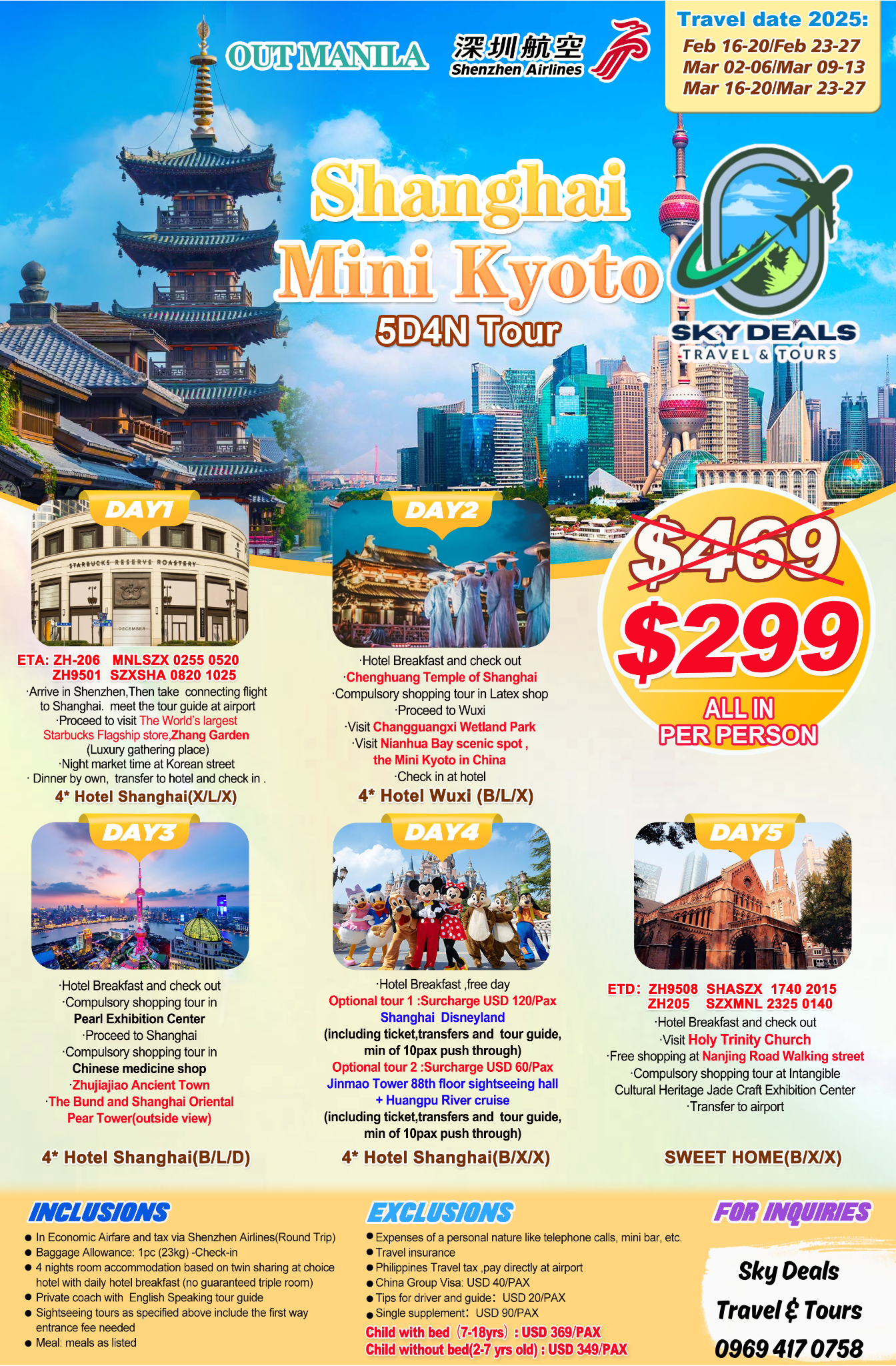 5 DAYS 4 NIGHTS SHANGHAI MINI KYOTO FEB TO MAR 2025