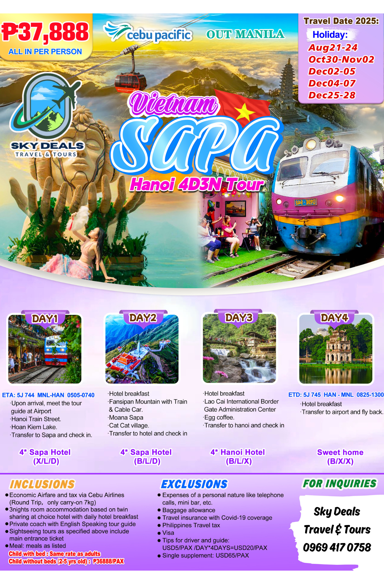 4 DAYS AND 3 NIGHTS VIETNAM SAPA HANOI AUG TO DEC 2025