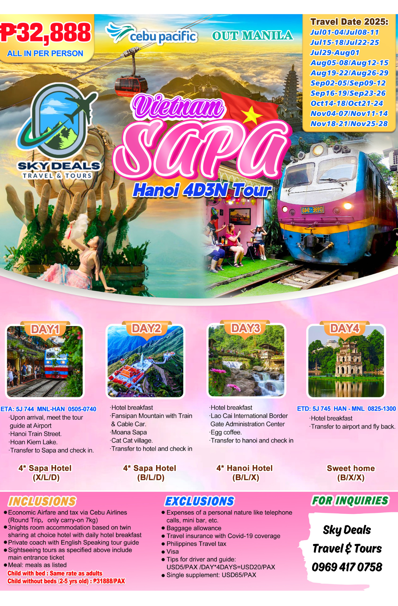4 DAYS 3 NIGHTS VIETNAM SAPA HANOI JUL TO NOV 2025