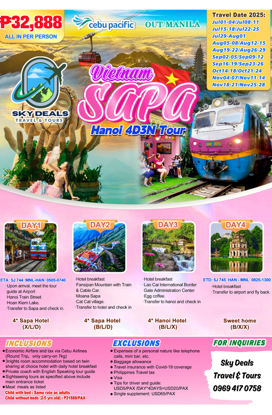 4 DAYS 3 NIGHTS VIETNAM SAPA HANOI JUL TO NOV 2025