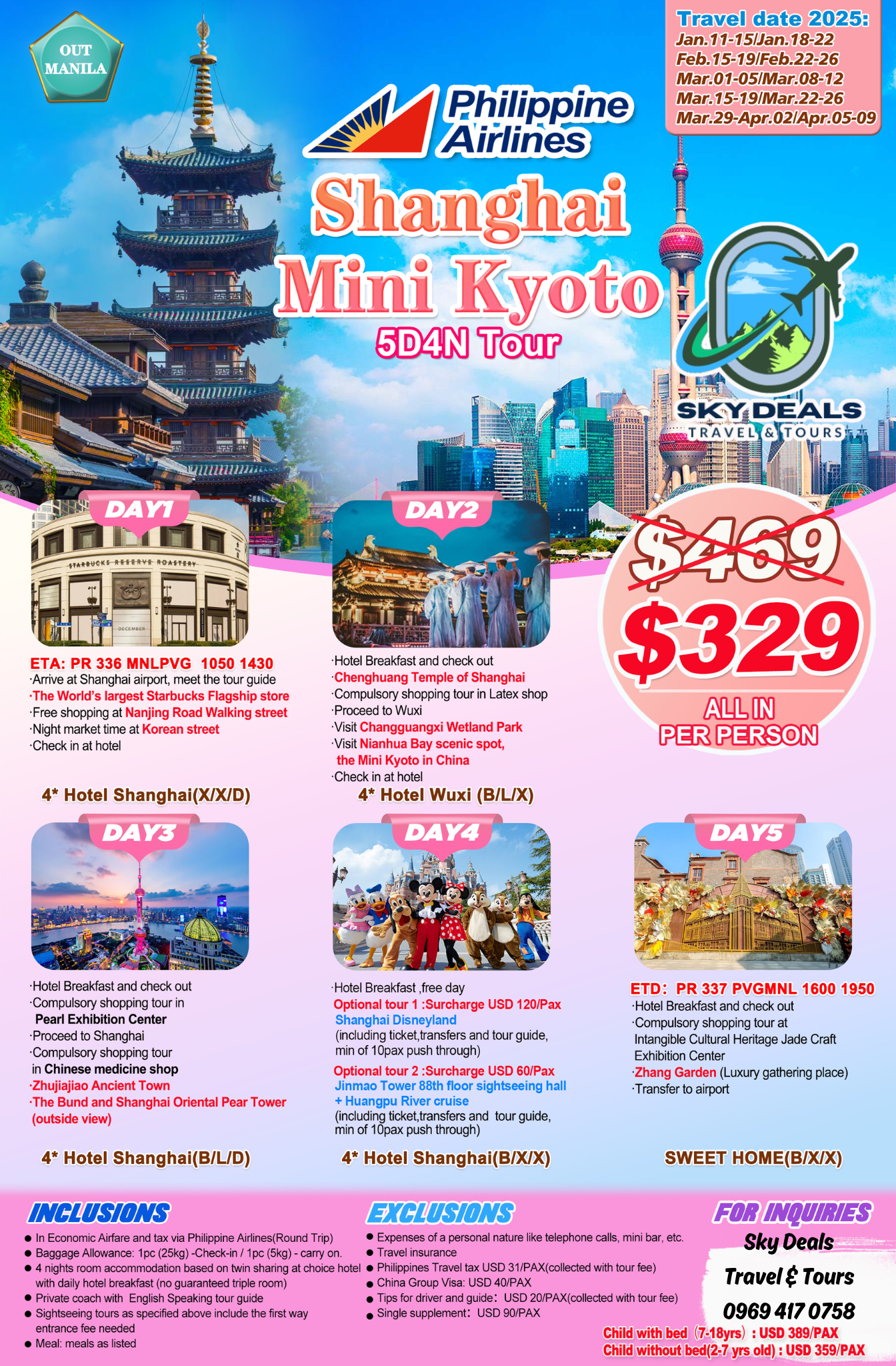 5 DAYS AND 4 NIGHTS SHANGHAI MINI KYOTO JAN TO APR 2025
