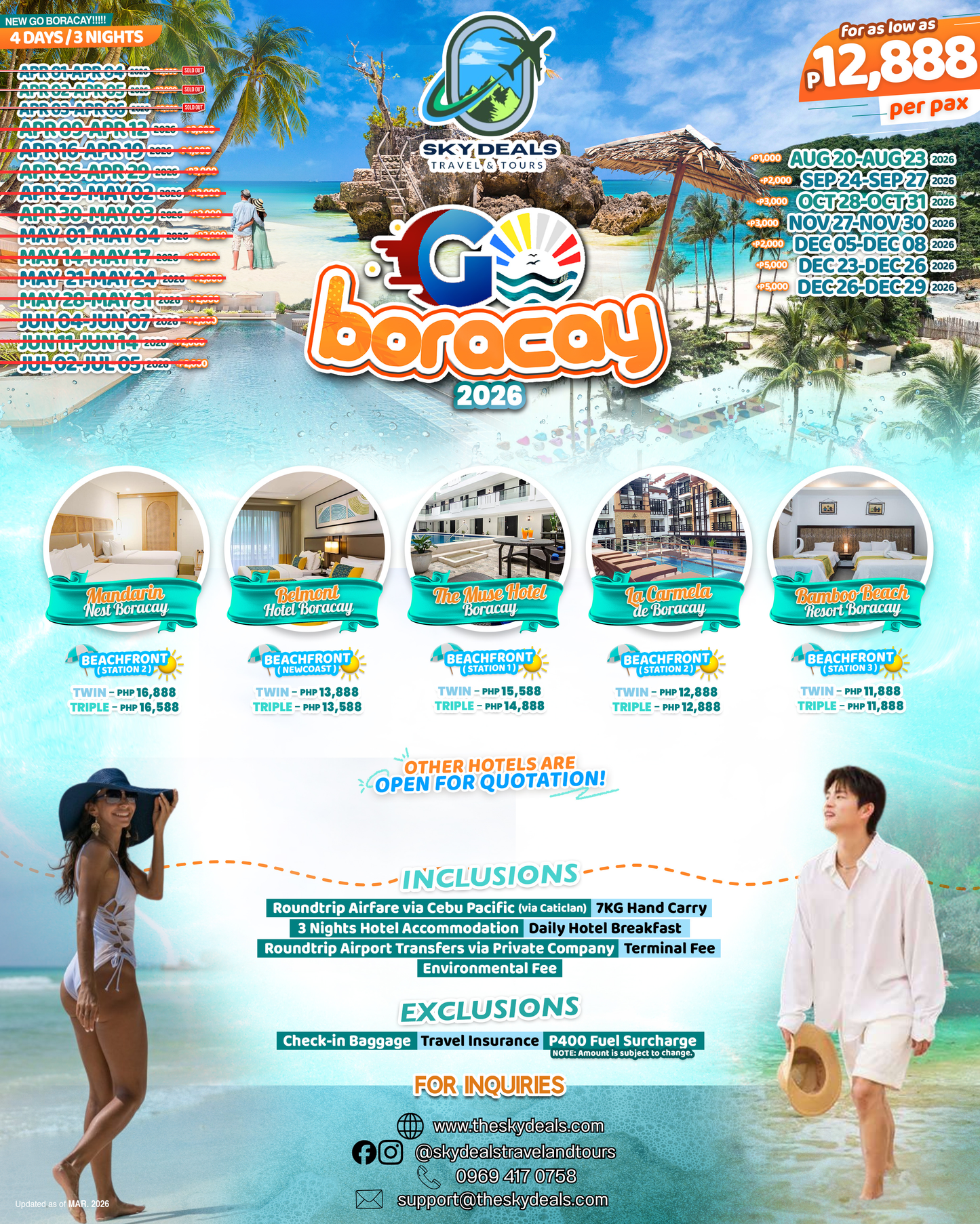 4 DAYS 3 NIGHTS BORACAY ISLAND ADVENTURE | AUGUST TO DECEMBER 2026