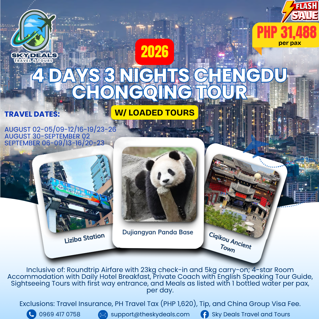 4 DAYS 3 NIGHTS CHENGDU AND CHONGQING TOUR | AUGUST TO SEPTEMBER 2026