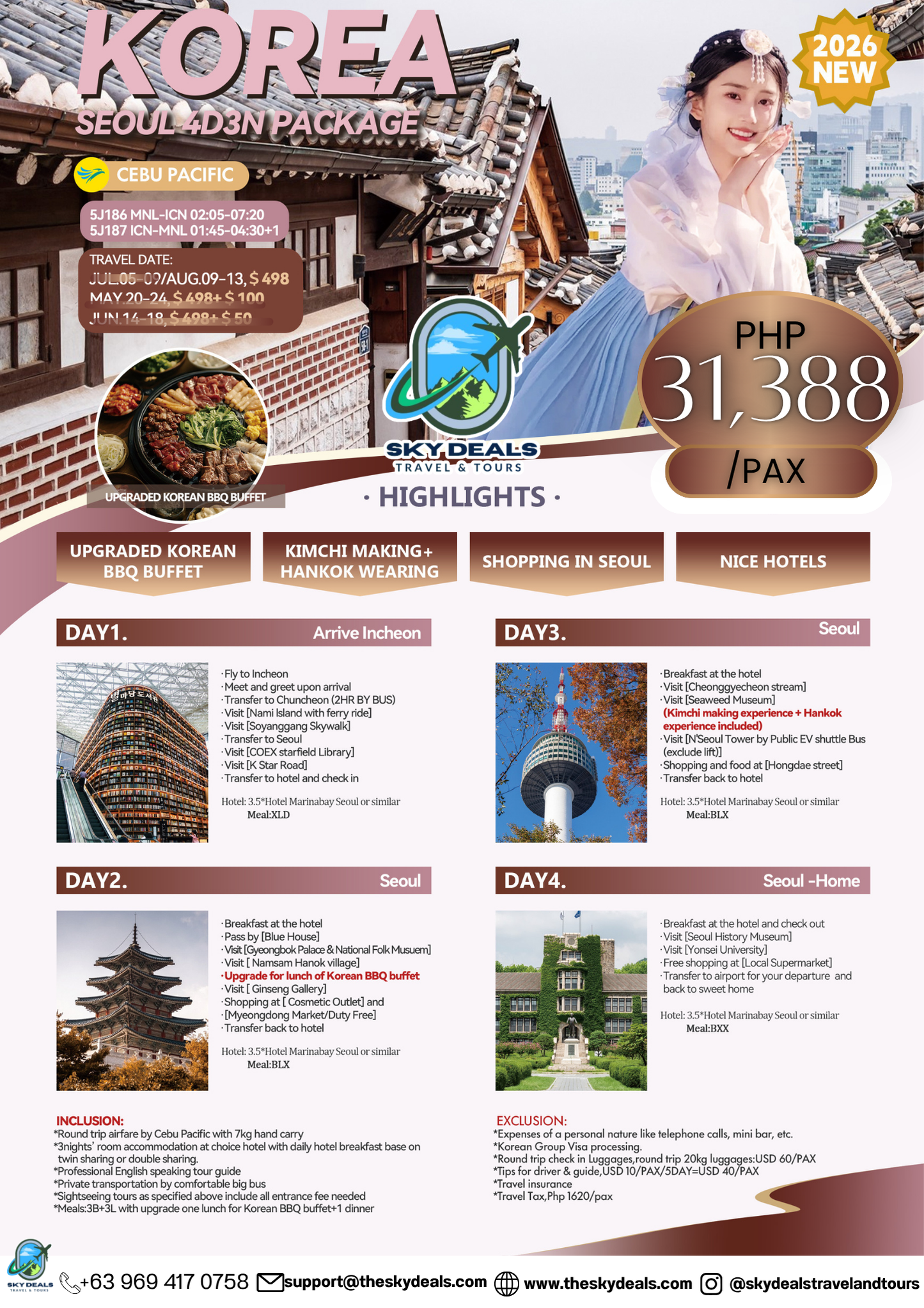 4 Days 3 Nights KOREA | Seoul Escape Package | AUGUST 2026
