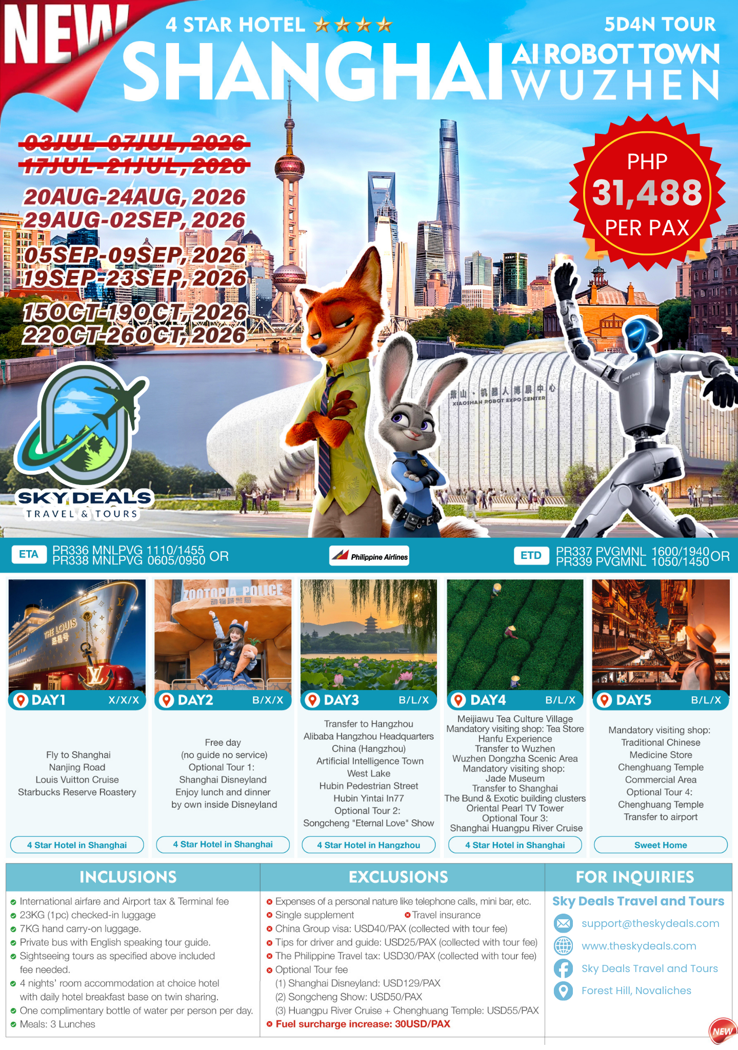 5 Days 4 Nights SHANGHAI – AI ROBOT TOWN – WUZHEN TOUR | AUGUST to OCTOBER 2026