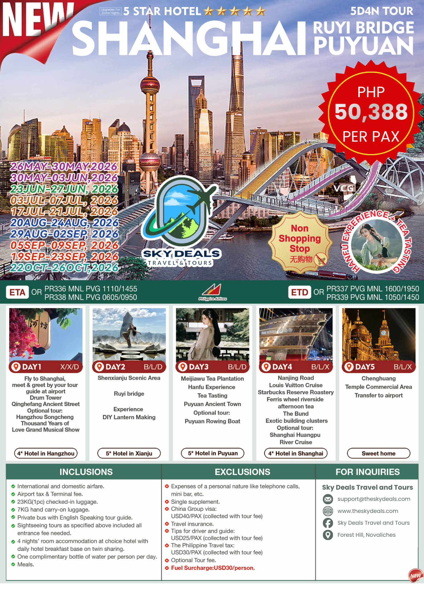 5 Days 4 Nights SHANGHAI – RUYI BRIDGE – PUYUAN TOUR | JUNE to OCTOBER 2026