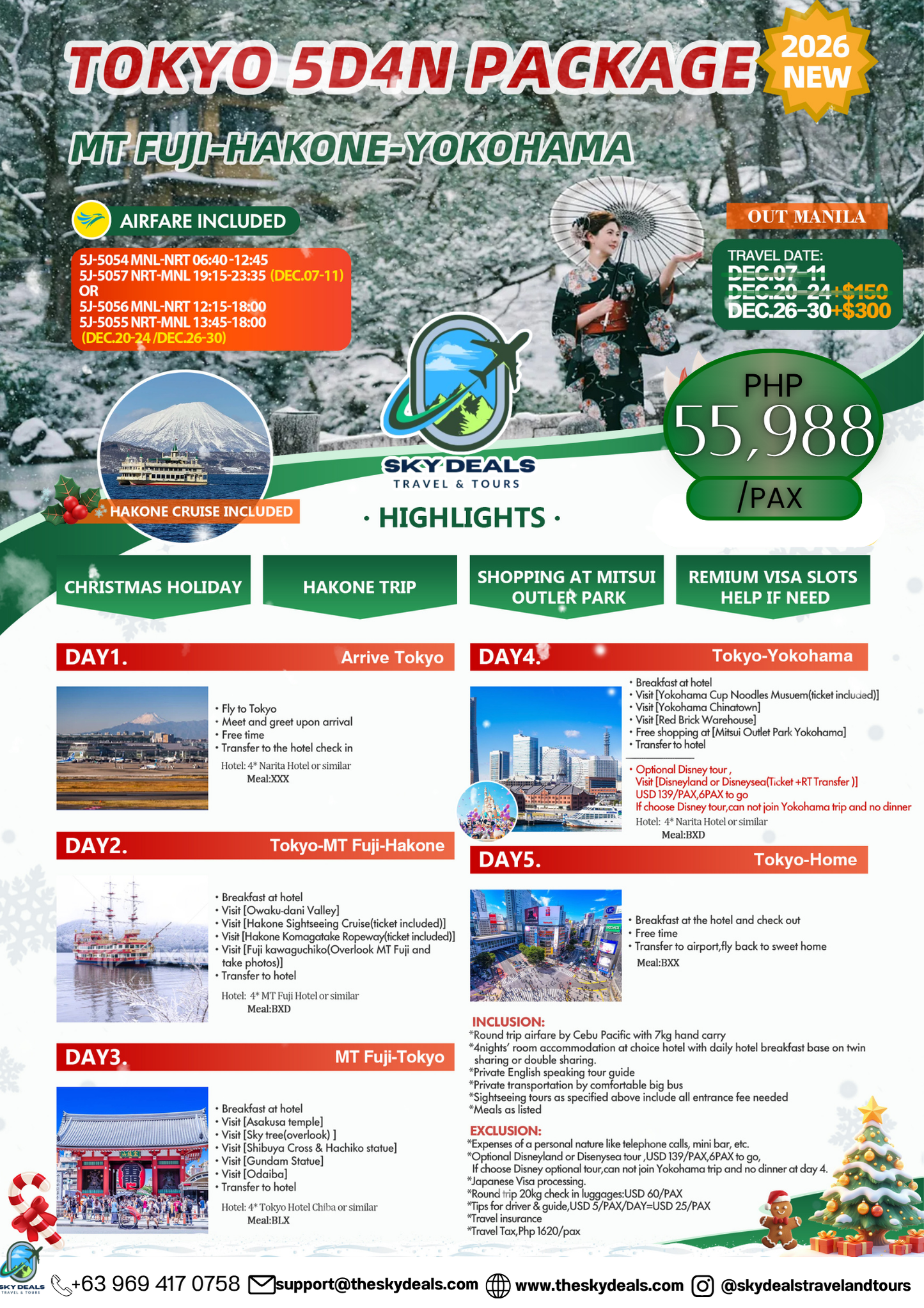 5 Days 4 Nights TOKYO | Mt. Fuji • Hakone • Yokohama Winter Escape | DECEMBER 2026