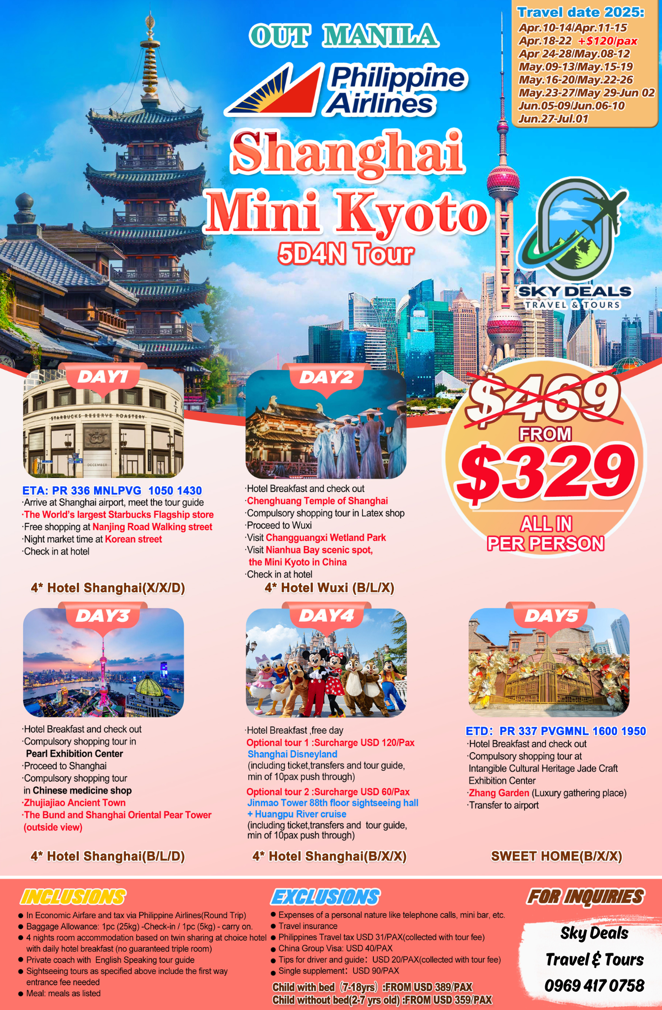 5 DAYS 4 NIGHTS SHANGHAI MINI KYOTO APR TO JUL 2025