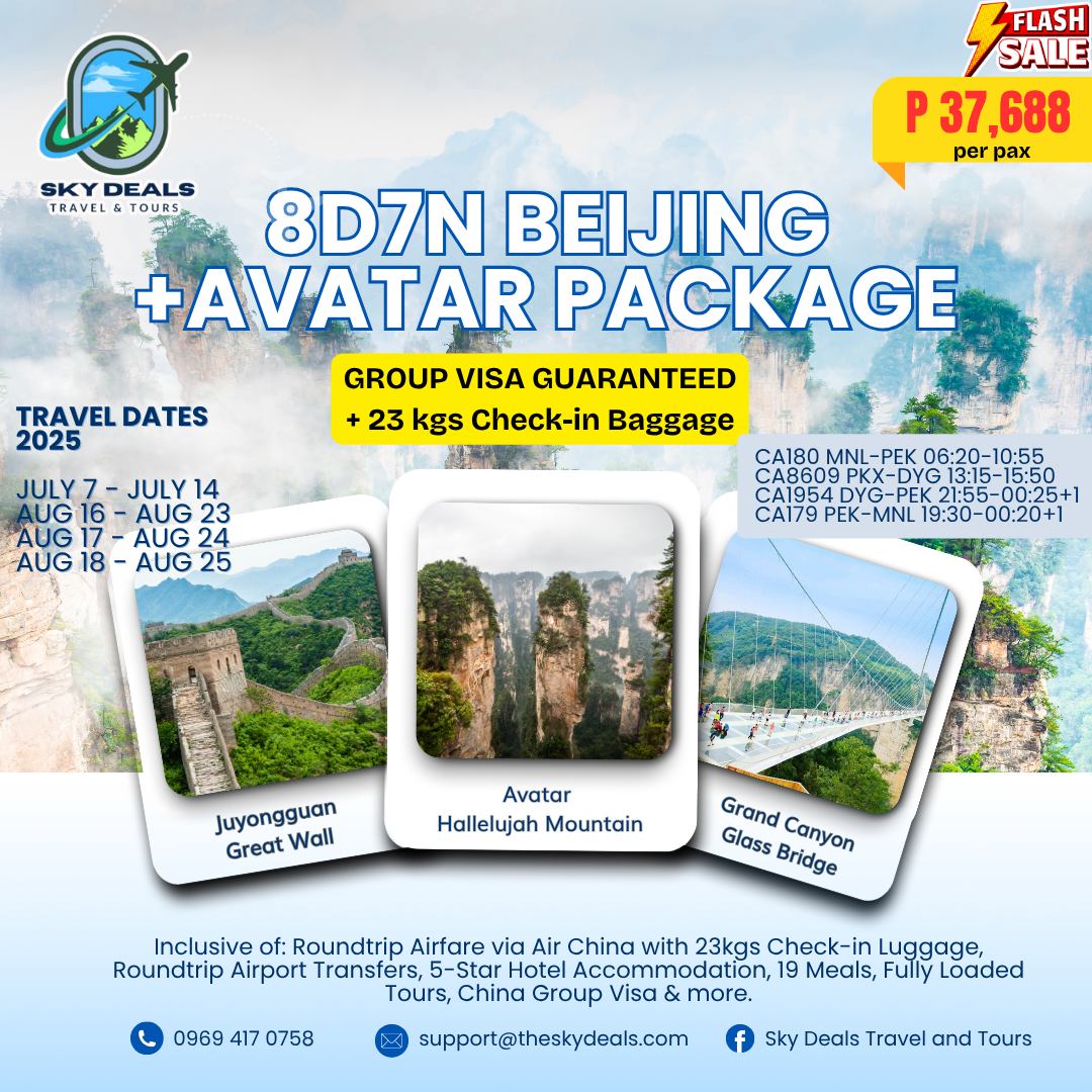 8D7N Beijing + Avatar Mountains Package July-Aug 2025