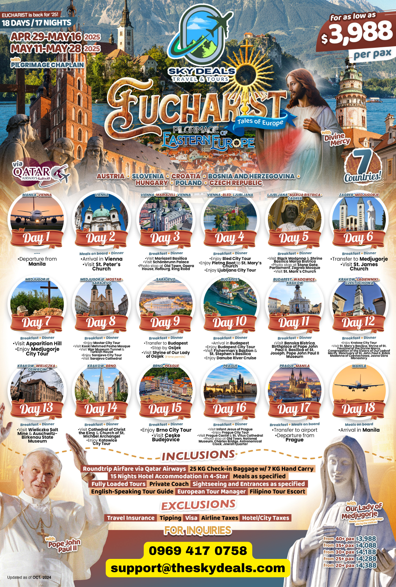 AUSTRIA, SLOVENIA, CROATIA, BOSNIA AND HERZEGOVINA, HUNGARY, POLAND, CZECH REPUBLIC 18 DAYS AND 17 NIGHTS APR TO MAY 2025