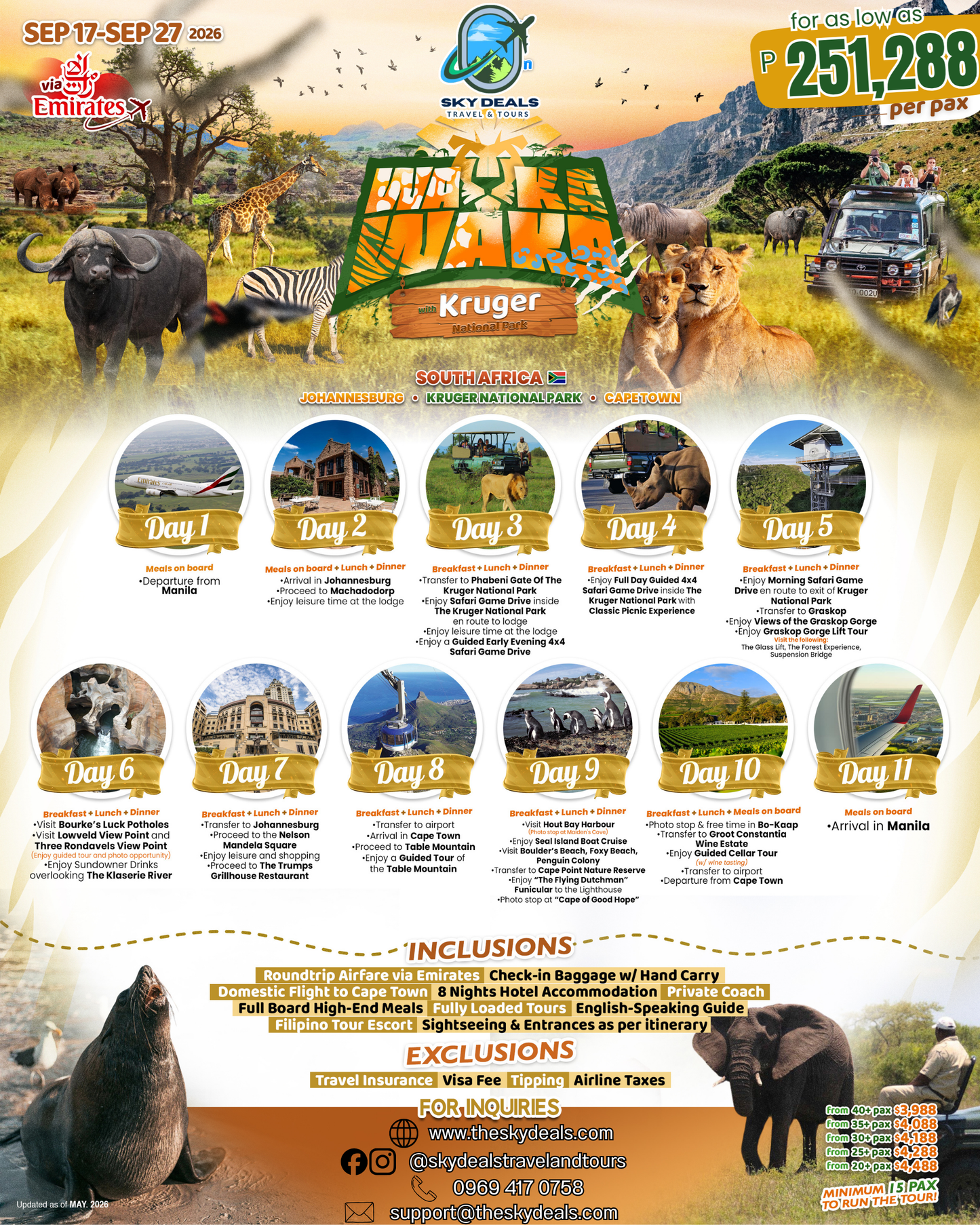 11 Days 10 Nights South Africa Adventure | Kruger | SEPTEMBER 2026