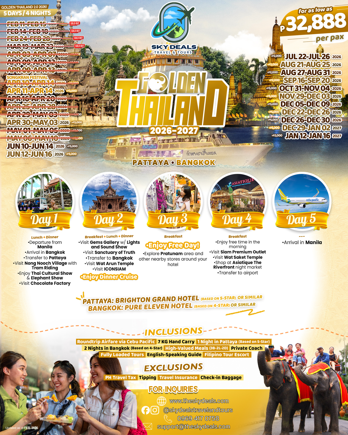 5 Days 4 Nights Golden Thailand | Pattaya • Bangkok | JULY 2026 to JANUARY 2027