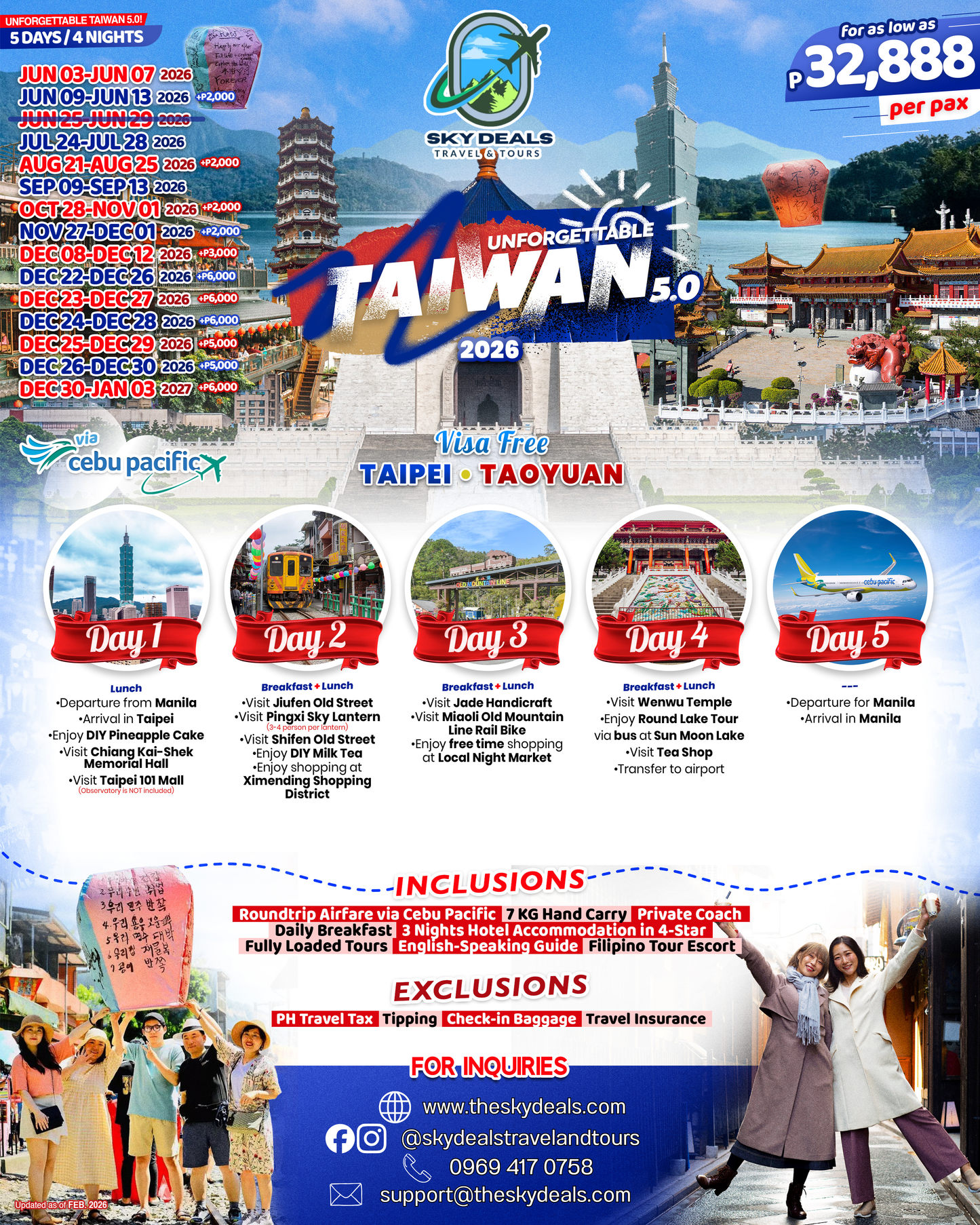 5 Days 4 Nights Unforgettable Taiwan 5.0 | JUNE to DECEMBER 2026