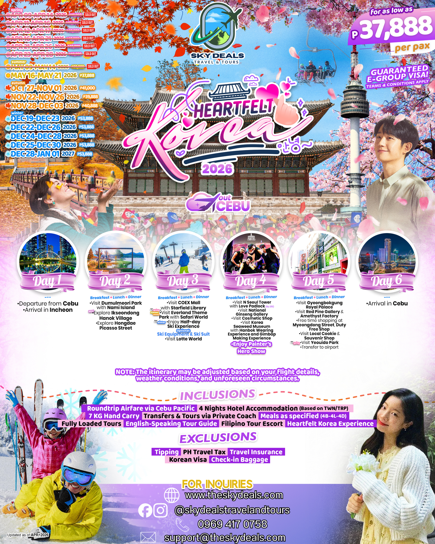 6 Days 5 Nights Heartfelt Korea | Out Cebu | OCTOBER to DECEMBER 2026