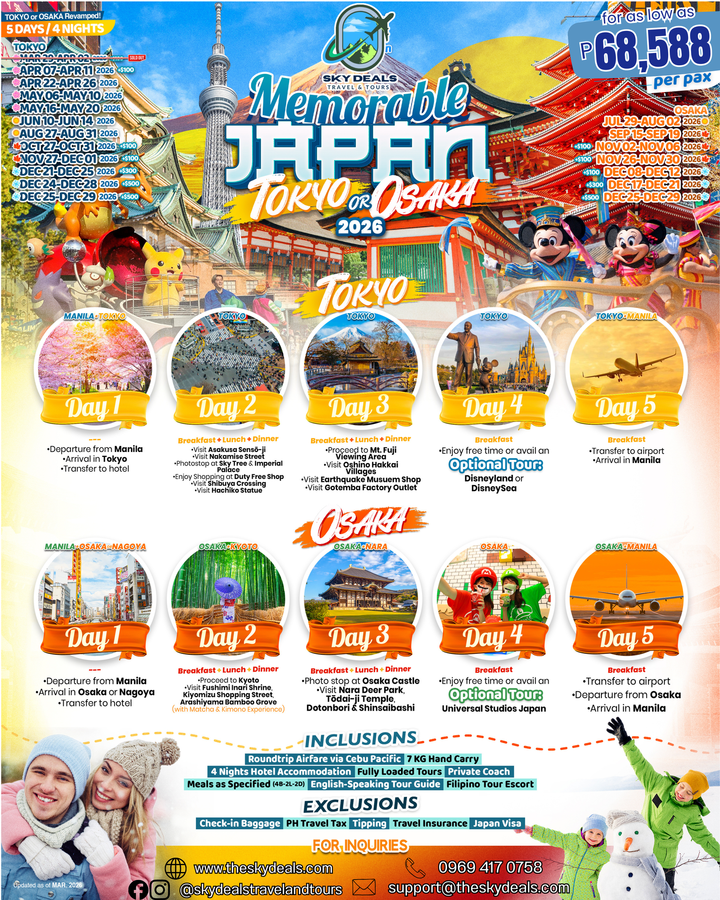 5 Days 4 Nights Memorable Japan | Tokyo or Osaka | JUNE to DECEMBER 2026