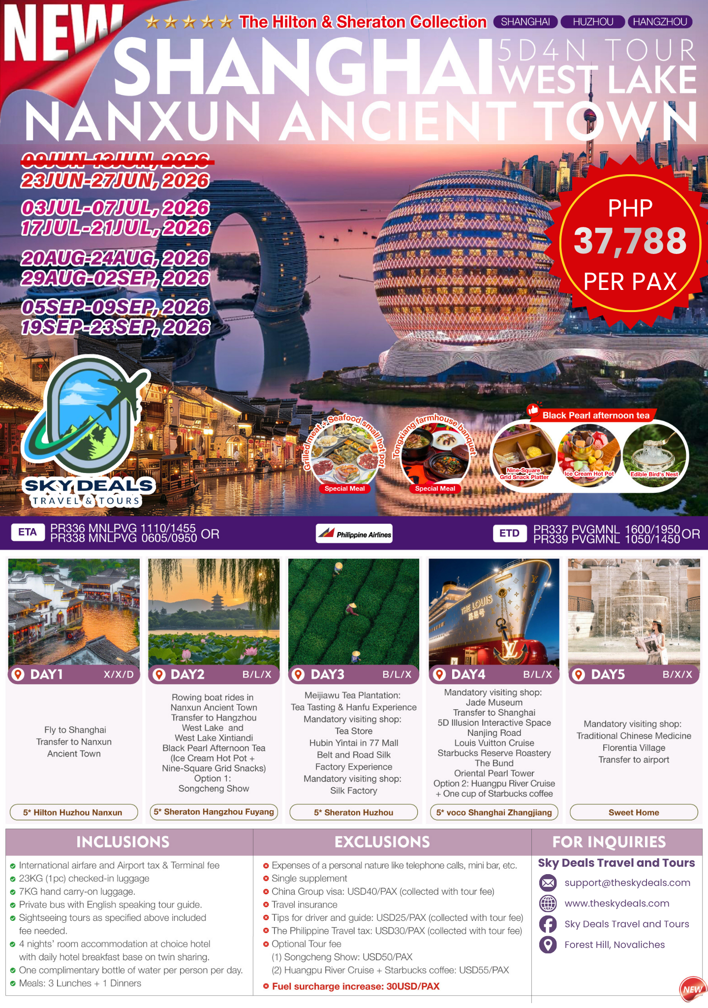 5 DAYS 4 NIGHTS SHANGHAI-WEST LAKE-NANXUN ANCIENT TOWN TOUR | JUNE TO SEPTEMBER 2026
