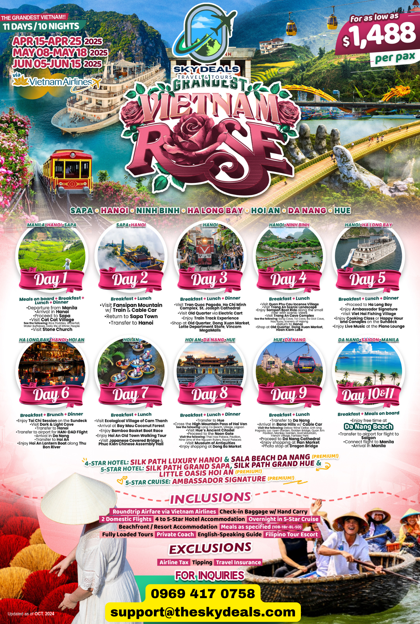 SAPA, HANOI, NINH BINH, HA LONG BAY, HOI AN, DANANG, HUE 11 DAYS AND 10 NIGHTS APR T0 JUN 2025