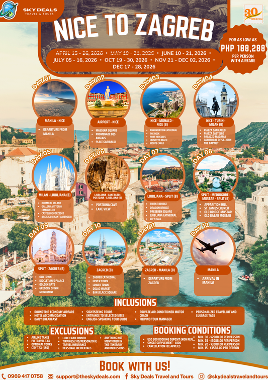 12 Days 11 Nights Nice to Zagreb | JUNE to DECEMBER 2026