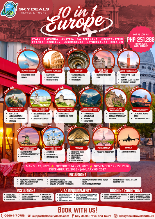 16 Days 15 Nights 10-in-1 Europe | OCTOBER to DECEMBER 2026