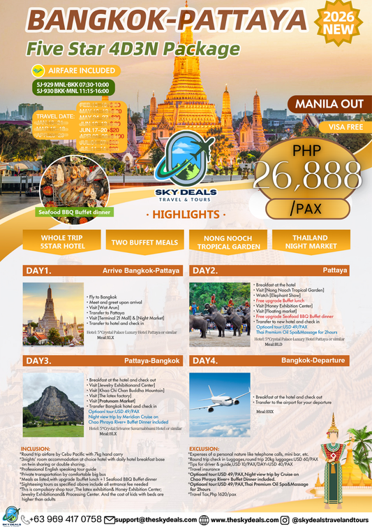 4 Days 3 Nights Bangkok-Pattaya | JUNE 2026