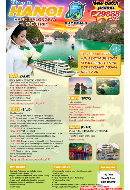 Hanoi 4 Days And 3 Nights Package All-in June to December 2024