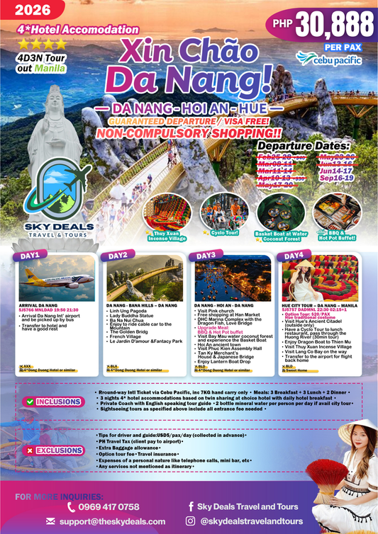 4 Days 3 Nights  XIN CHÀO DA NANG | Da Nang • Hoi An • Hue Adventure | JUNE and SEPTEMBER 2026