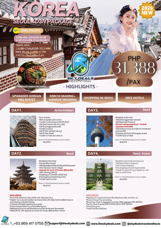 4 Days 3 Nights KOREA | Seoul Escape Package | AUGUST 2026