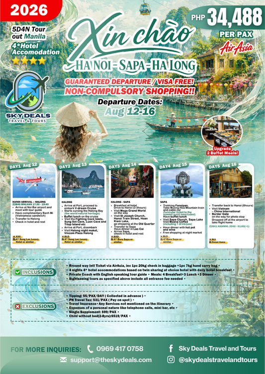 5 Days 4 Nights XIN CHÀO HANOI | Hanoi • Sapa • Halong Adventure | AUGUST 2026