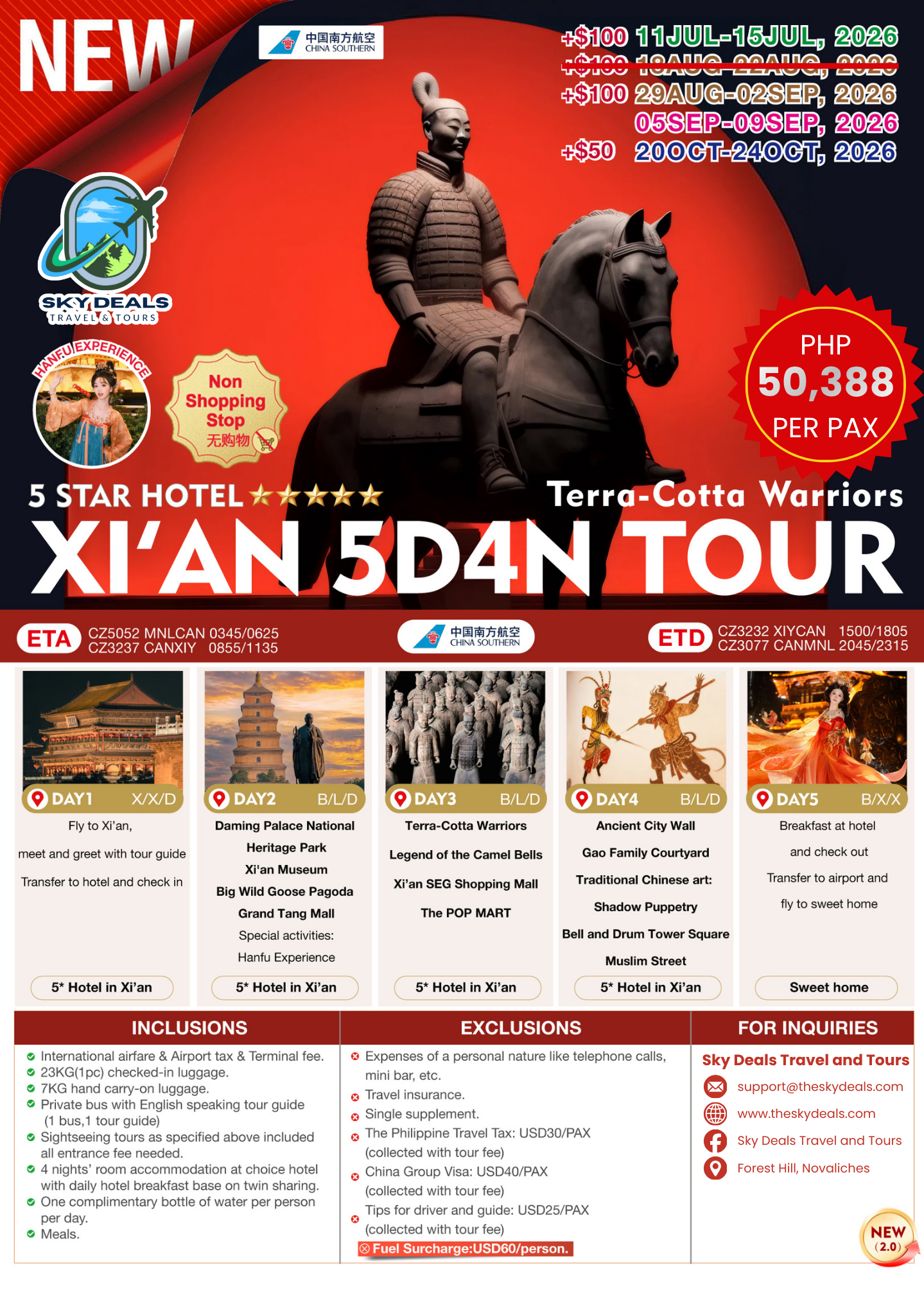 5 Days 4 Night Xi'an Tour | AUGUST to OCTOBER 2026