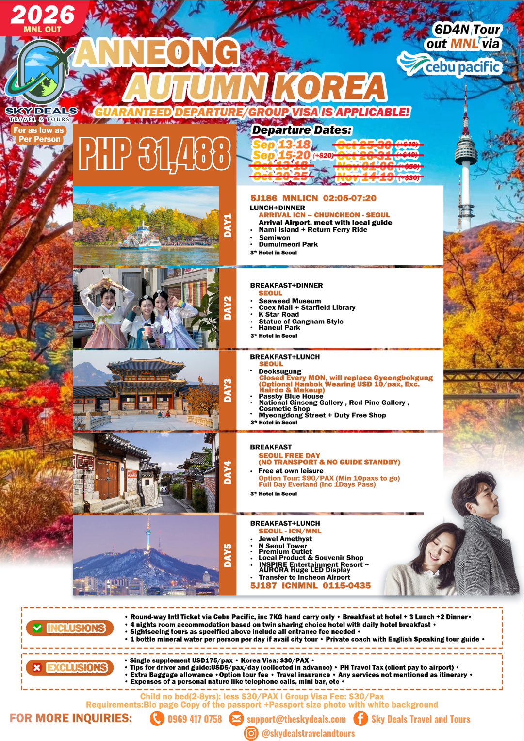 6 Days 4 Nights Autumn Korea | Out Manila | SEPTEMBER 2026