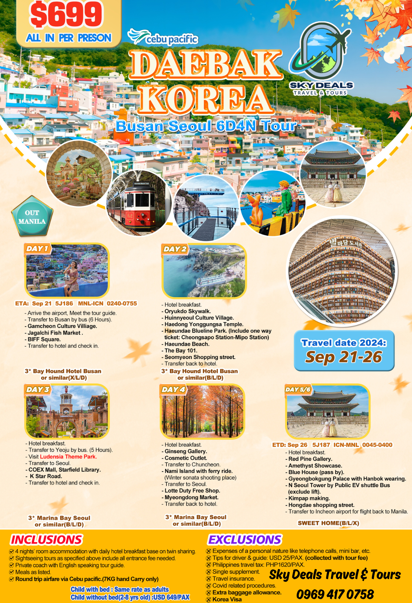 Busan-Seoul 6 Days And 5 Nights Package All-in September 2024