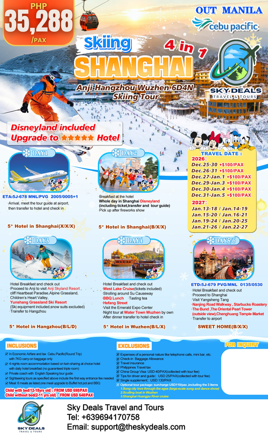 6 Days 4 Nights Shanghai Winter Adventure Tour | 4-IN-1 | DECEMBER 2026 to JANUARY 2027