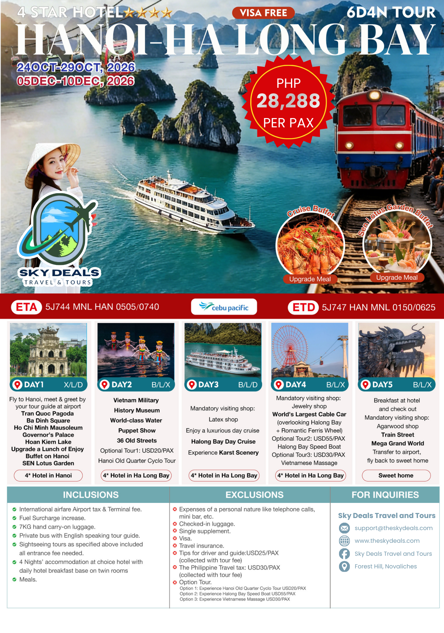 6 Days 4 Nights HANOI - HA LONG BAY TOUR | OCT-DEC 2026