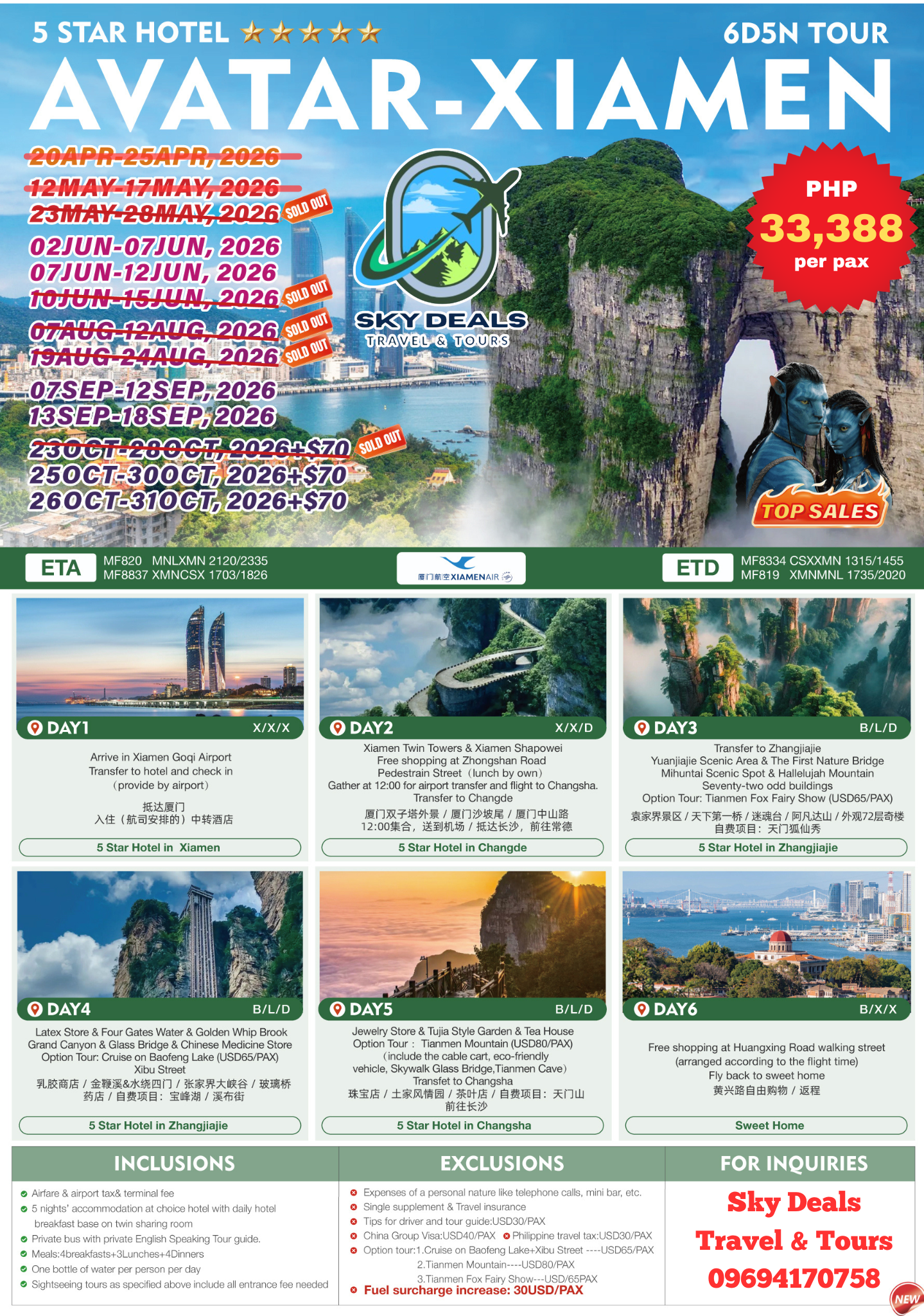 6 Days 5 Nights Avatar-Xiamen | Xiamen & Zhangjiajie Adventure | JUNE to OCTOBER 2026