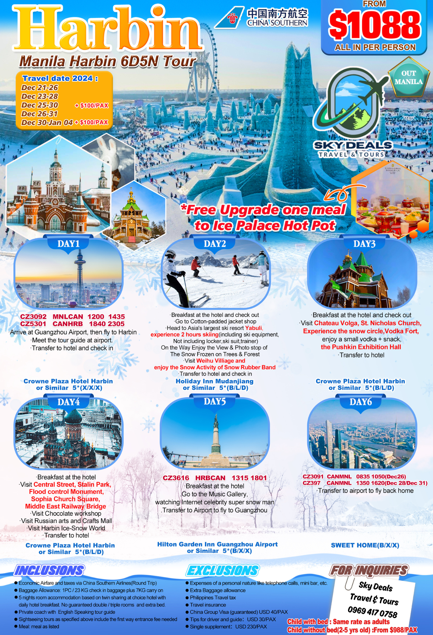 Harbin 6 Days And 5 Nights Package All-in December 2024 to January 2025