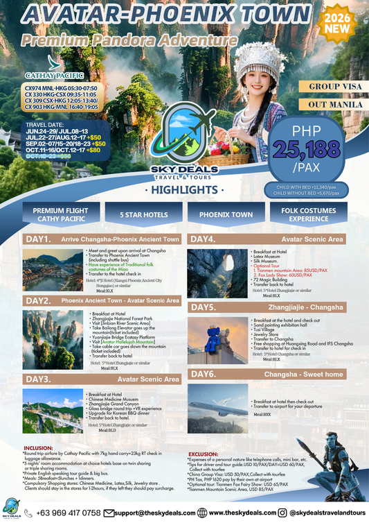 6 Days 5 Nights AVATAR – PHOENIX TOWN | Premium Pandora Adventure | JUNE to OCTOBER 2026