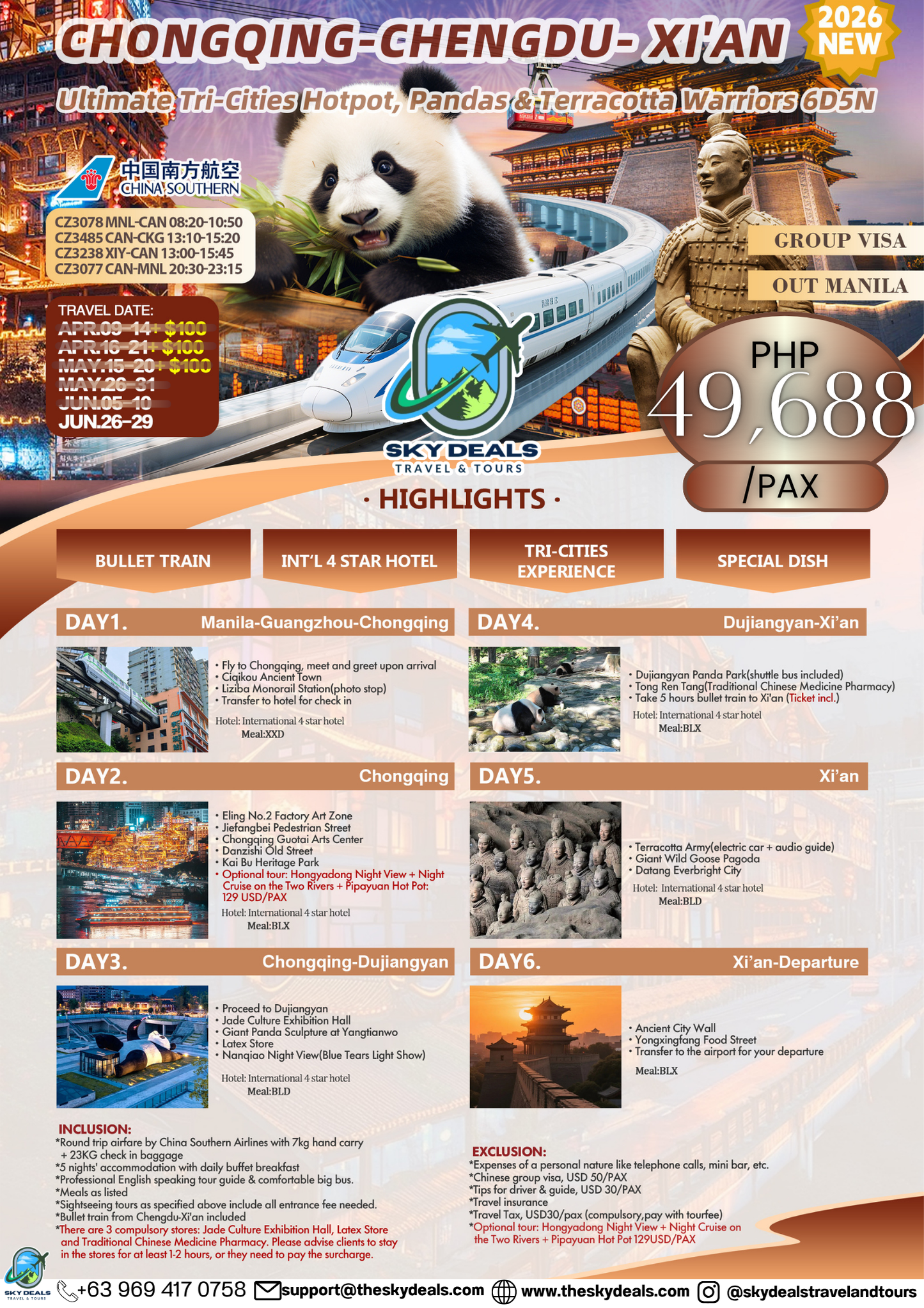 6 Days 5 Nights CHONGQING-CHENGDU-XI'AN | JUNE 2026