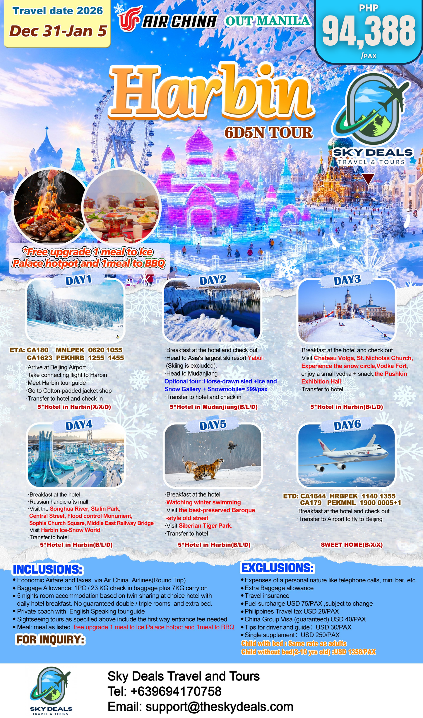 6 Days 5 Nights Winter in Harbin | DECEMBER 2026 to JANUARY 2027