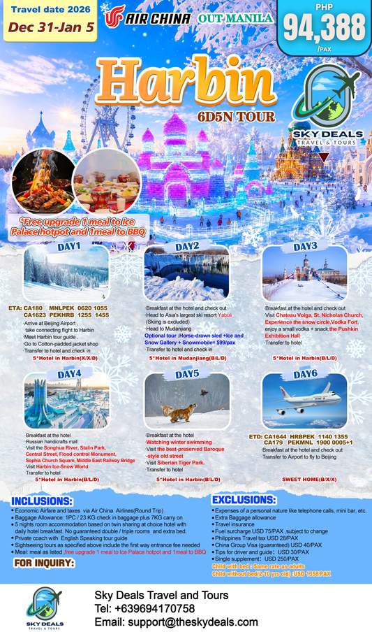 6 Days 5 Nights Winter in Harbin | DECEMBER 2026 to JANUARY 2027