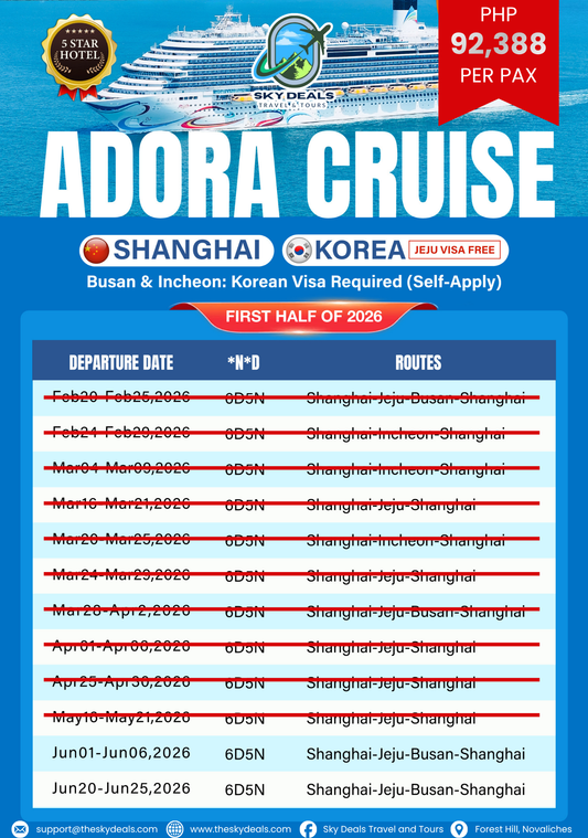6 Days 5 Nights ADORA CRUISE | Shanghai • Korea • Jeju Island | JUNE 2026