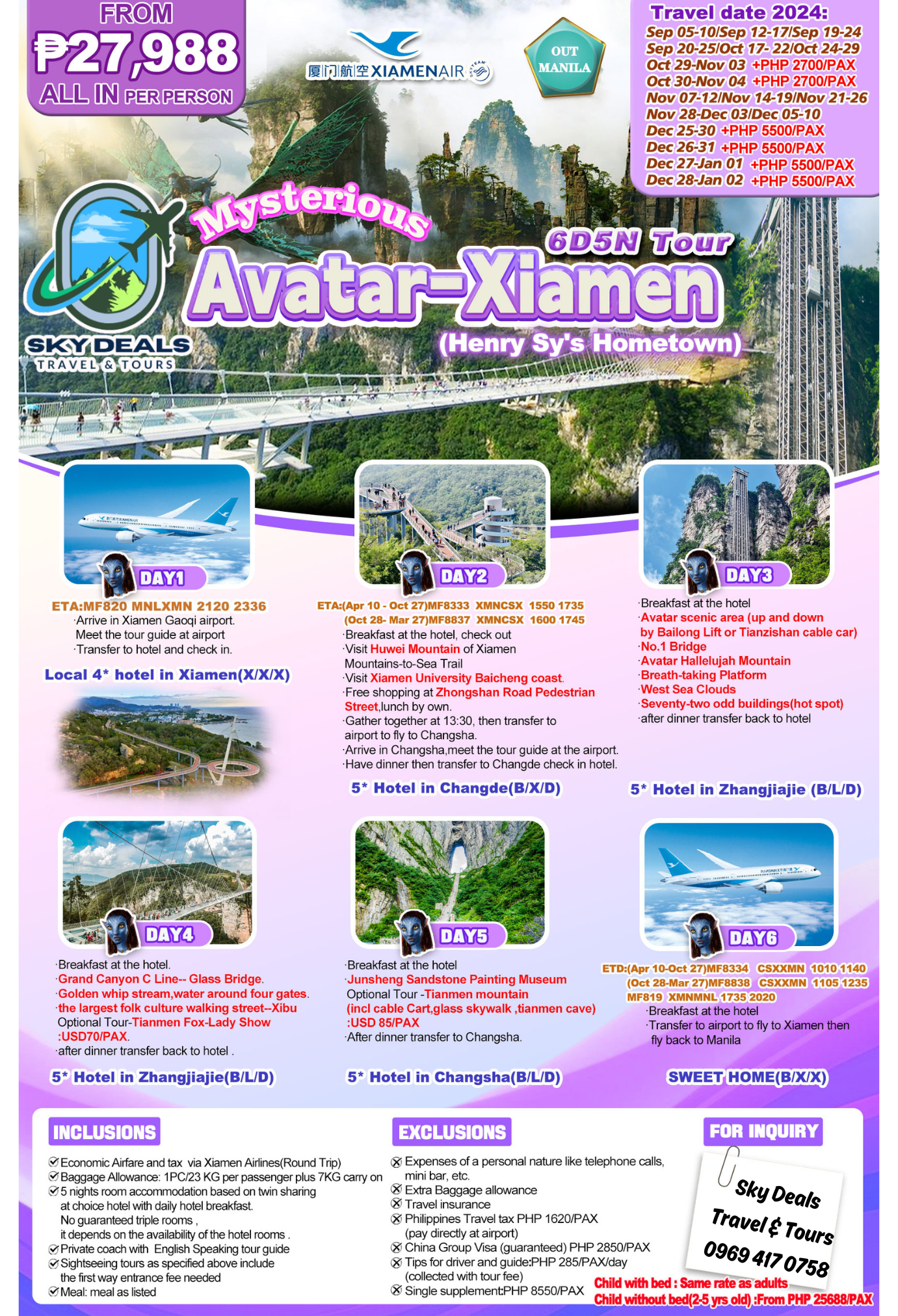 AVATAR XIAMEN 6 Days 5 Nights Package ALL-IN