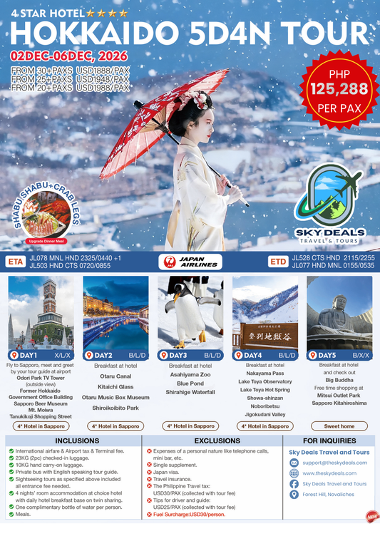 5 DAYS 4 NIGHTS HOKKAIDO TOUR | December 2026