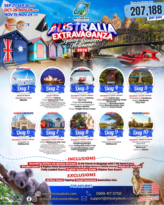 10 Days 9 Nights Australia Extravaganza | Sydney - Canberra - Melbourne | SEPTEMBER to NOVEMBER 2026