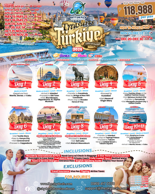 11 Days 10 Nights Tales of Europe |  Treasures of Türkiye | JUNE to DECEMBER 2026