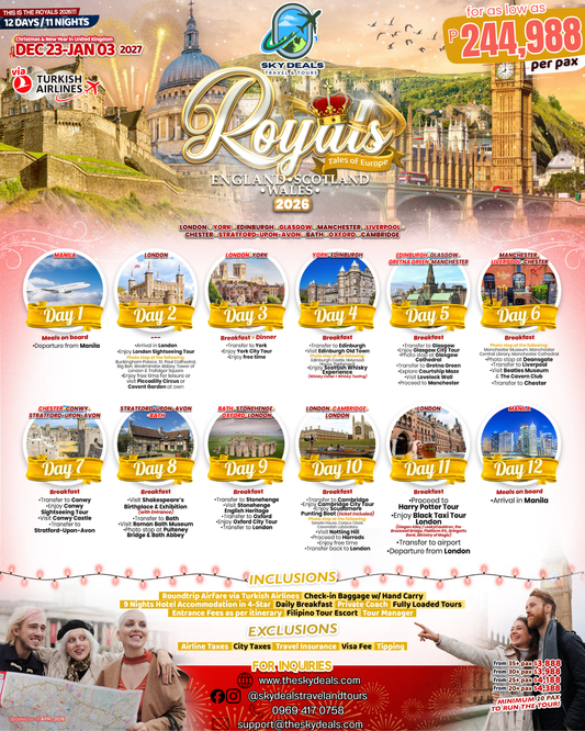 12 Days 11 Nights Tales of Europe - Royals | England • Scotland • Wales | DECEMBER 2026