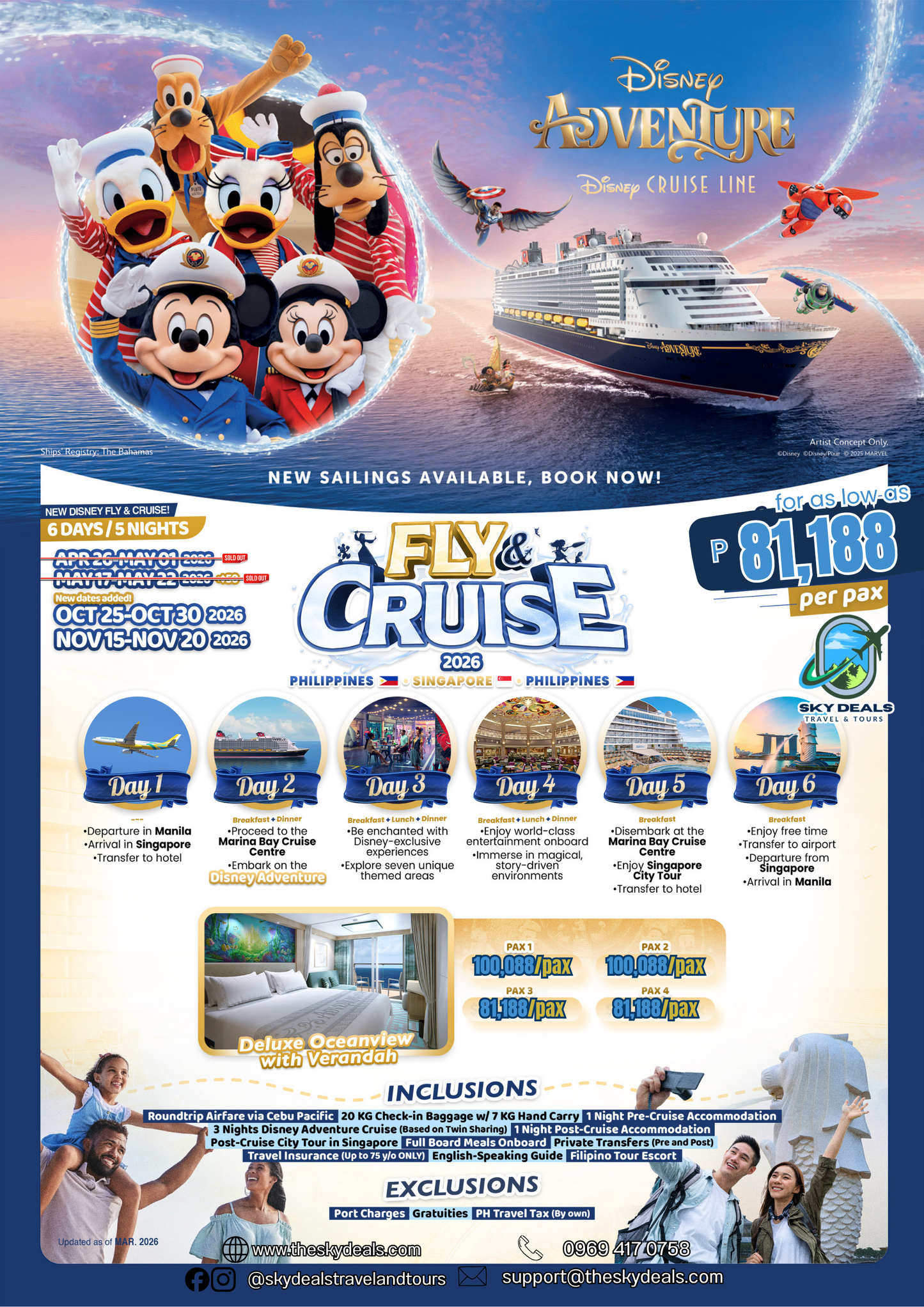 6 Days 5 Nights Disney Fly & Cruise | OCTOBER to NOVEMBER 2026
