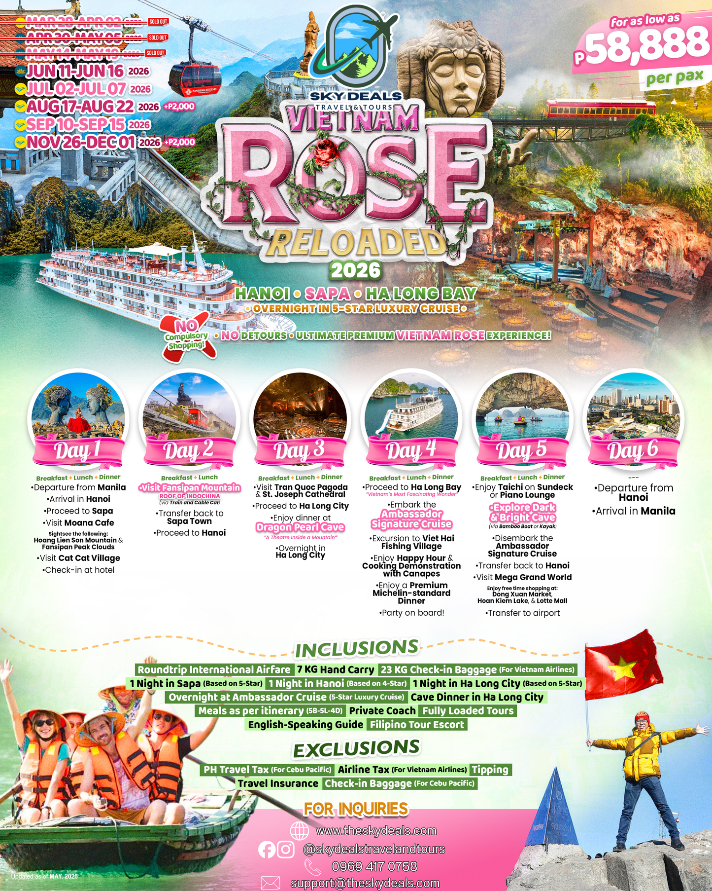 6 Days 5 Nights Vietnam Rose Reloaded Tour | JUNE to DECEMBER 2026