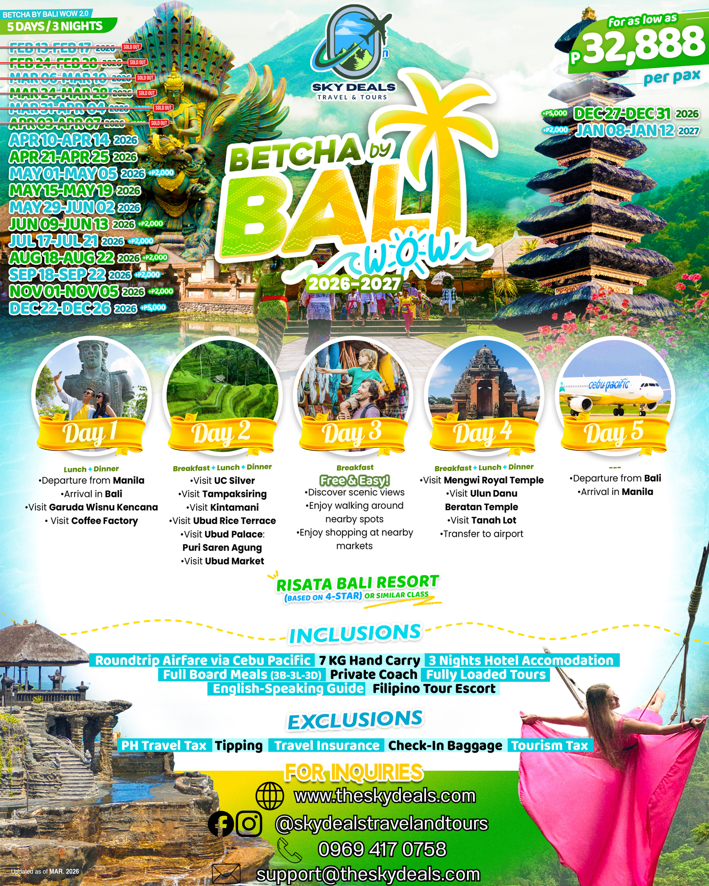 5 Days 4 Nights Betcha by Bali Wow |  JUNE 2026 to JANUARY 2027