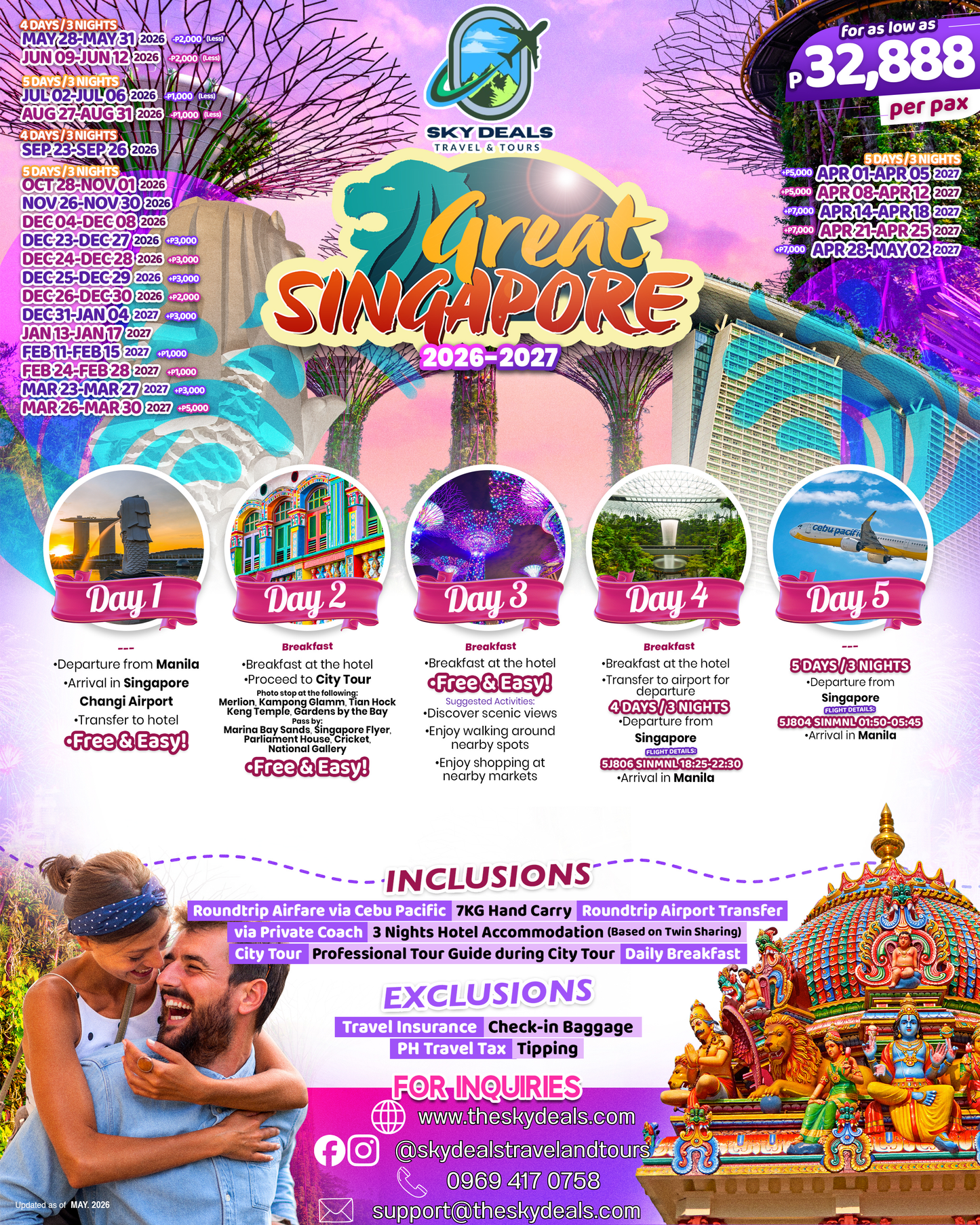 4 Days 3 Nights / 5 Days 3 Nights | Great Singapore Tour | 2026 2027