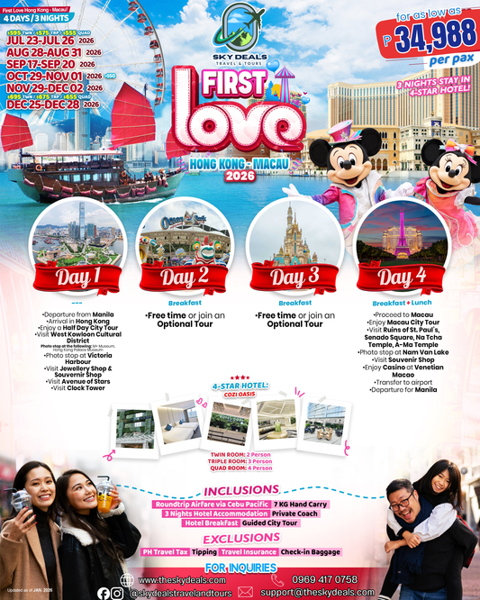 4  Days 3 Nights Hongkong & Macau | JULY to DECEMBER 2026